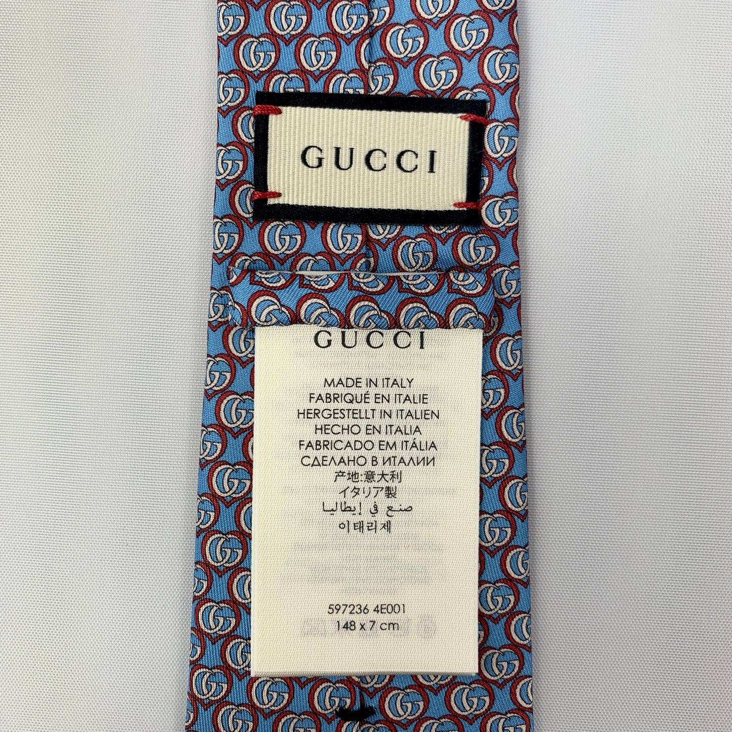 Gucci Silk Twill Love Tie in Blue