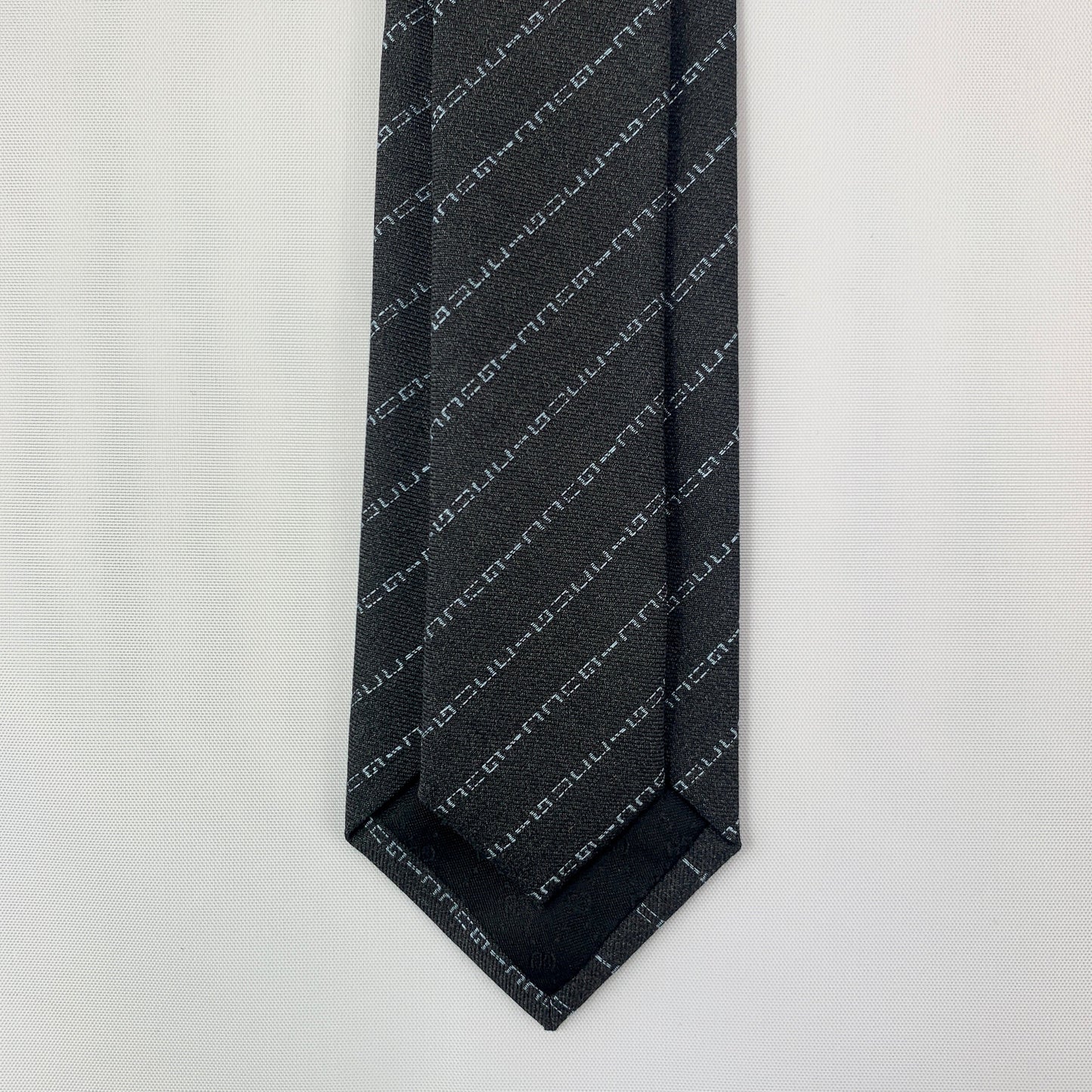 Gucci Wool Barber Tie with Logo in Graphite and Sky Blue