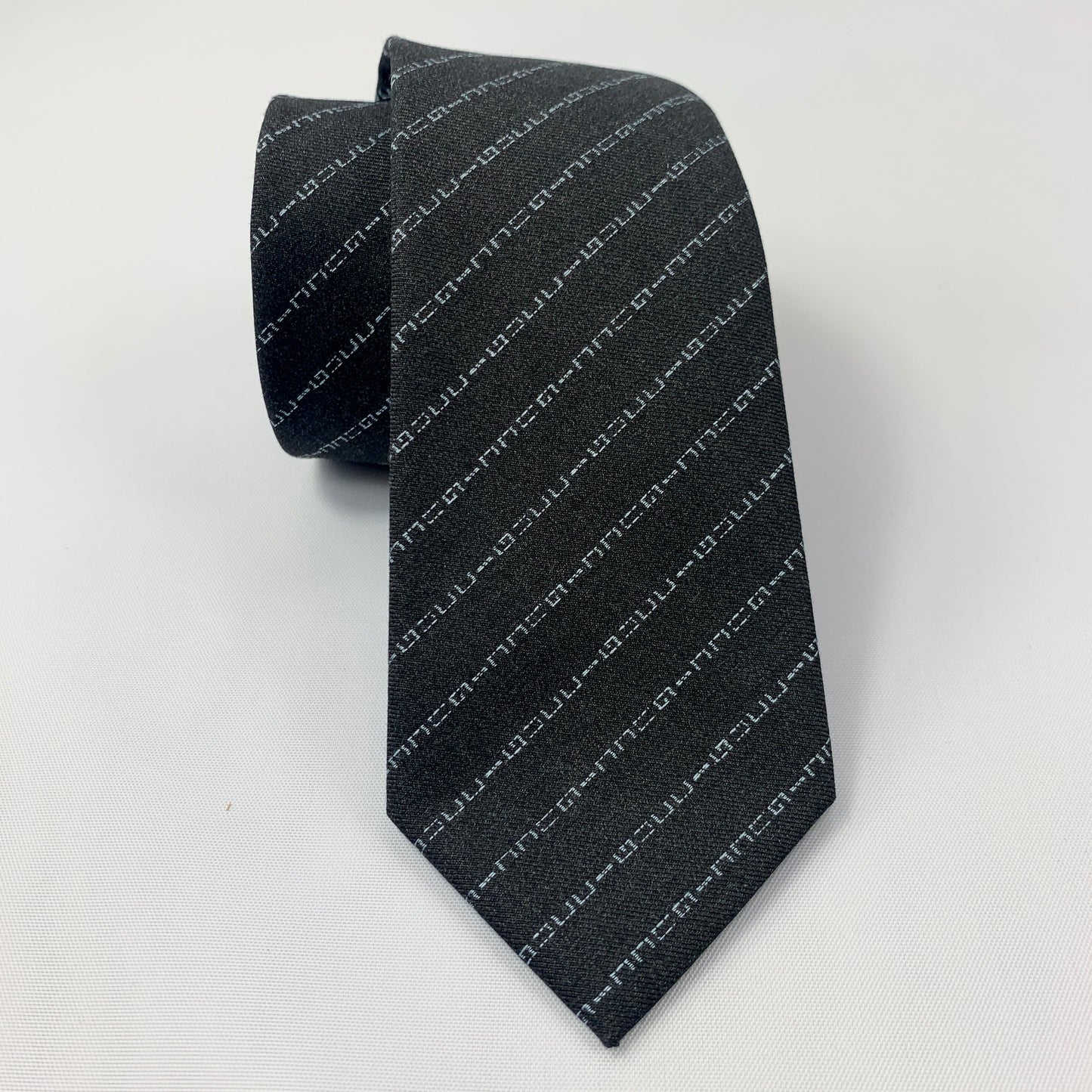 Gucci Wool Barber Tie with Logo in Graphite and Sky Blue