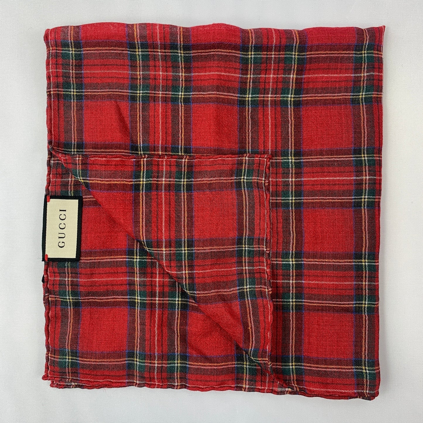 Gucci Plaid Tartan Pocket Square in Red