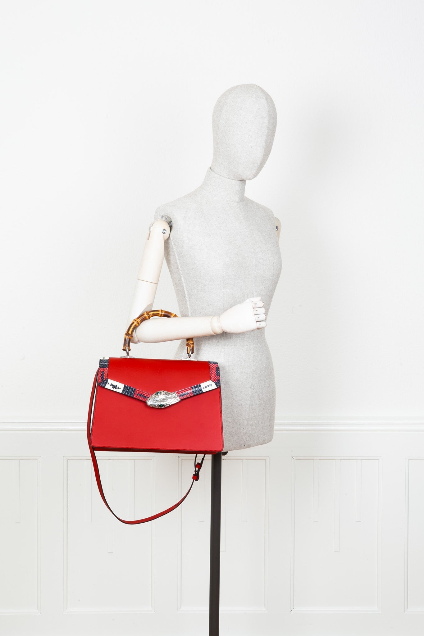 GUCCI Lilith Top Handle Bag Phyton Red