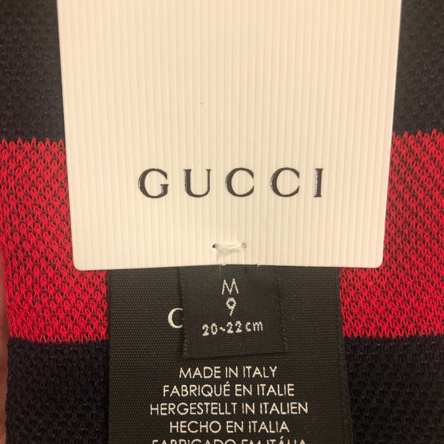 Gucci Mesh Cotton Socks with Web in White with Red and Blue Stripe