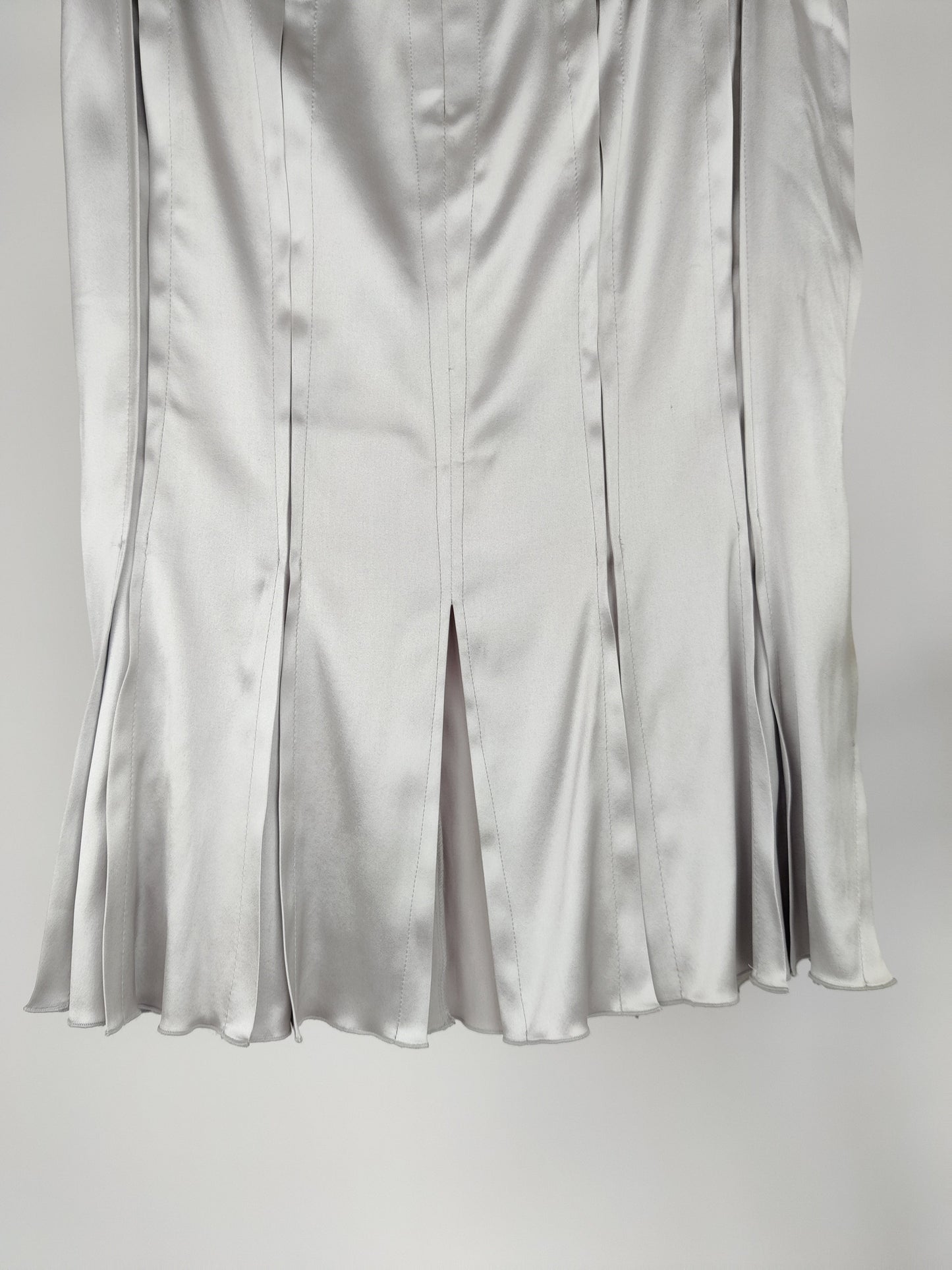 Gucci Silver Silk Pleated Hem Skirt Size IT 38 (UK 6)