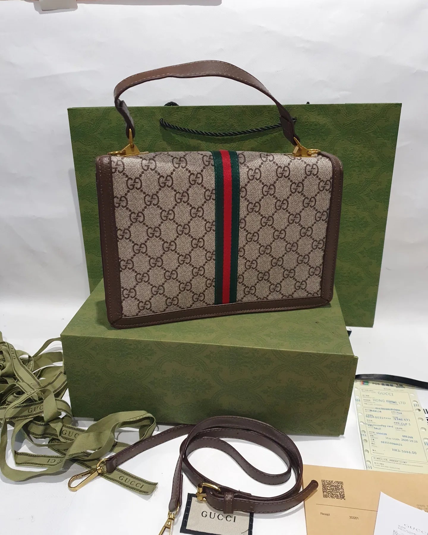 Gucci Ophidia Top Handle with web Handbag