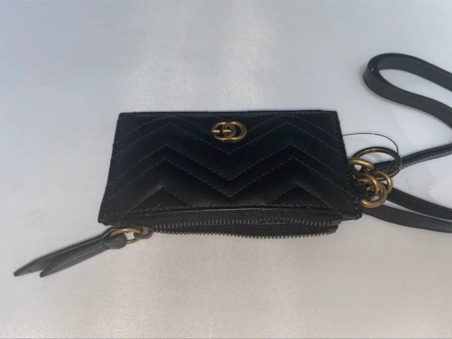 Gucci GG Marmont Quilted Leather Cardholder with Strap