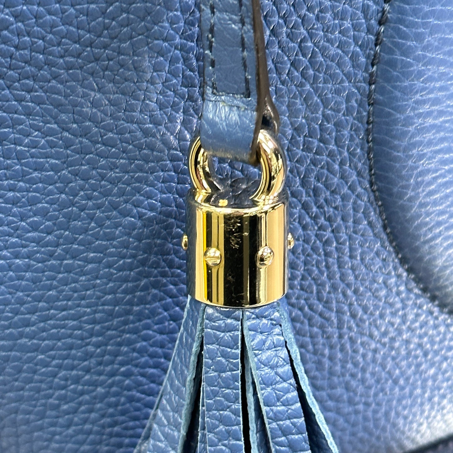 Gucci Soho Blue Caspian Gold Double Chain - Hobo Leather Shoulder Bag