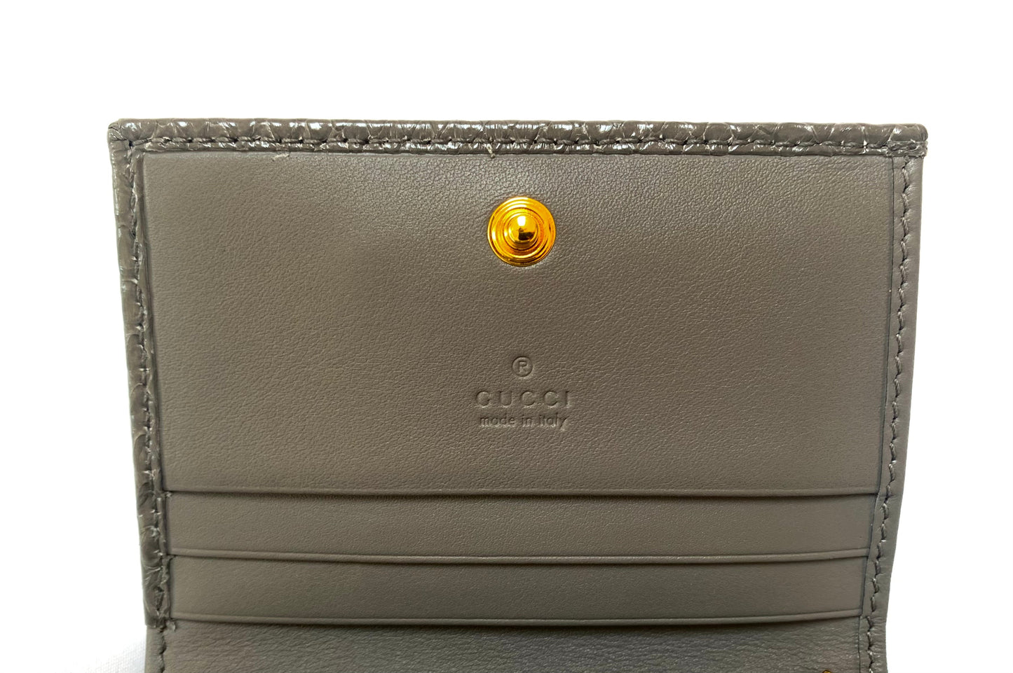 Gucci Zumi Horse-bit Snakeskin Card Case on a Chain in Graphite Gray
