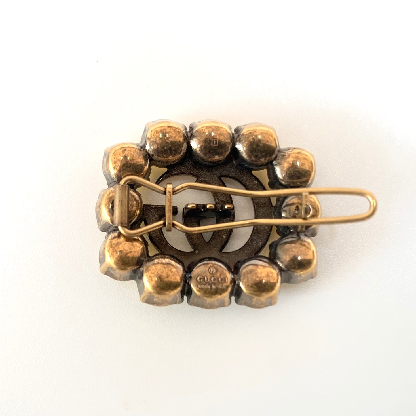 Gucci GG Marmont Crystal Embellished Hair Slide in Yellow