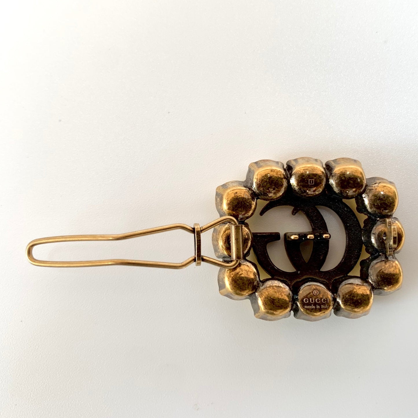 Gucci GG Marmont Crystal Embellished Hair Slide in Yellow