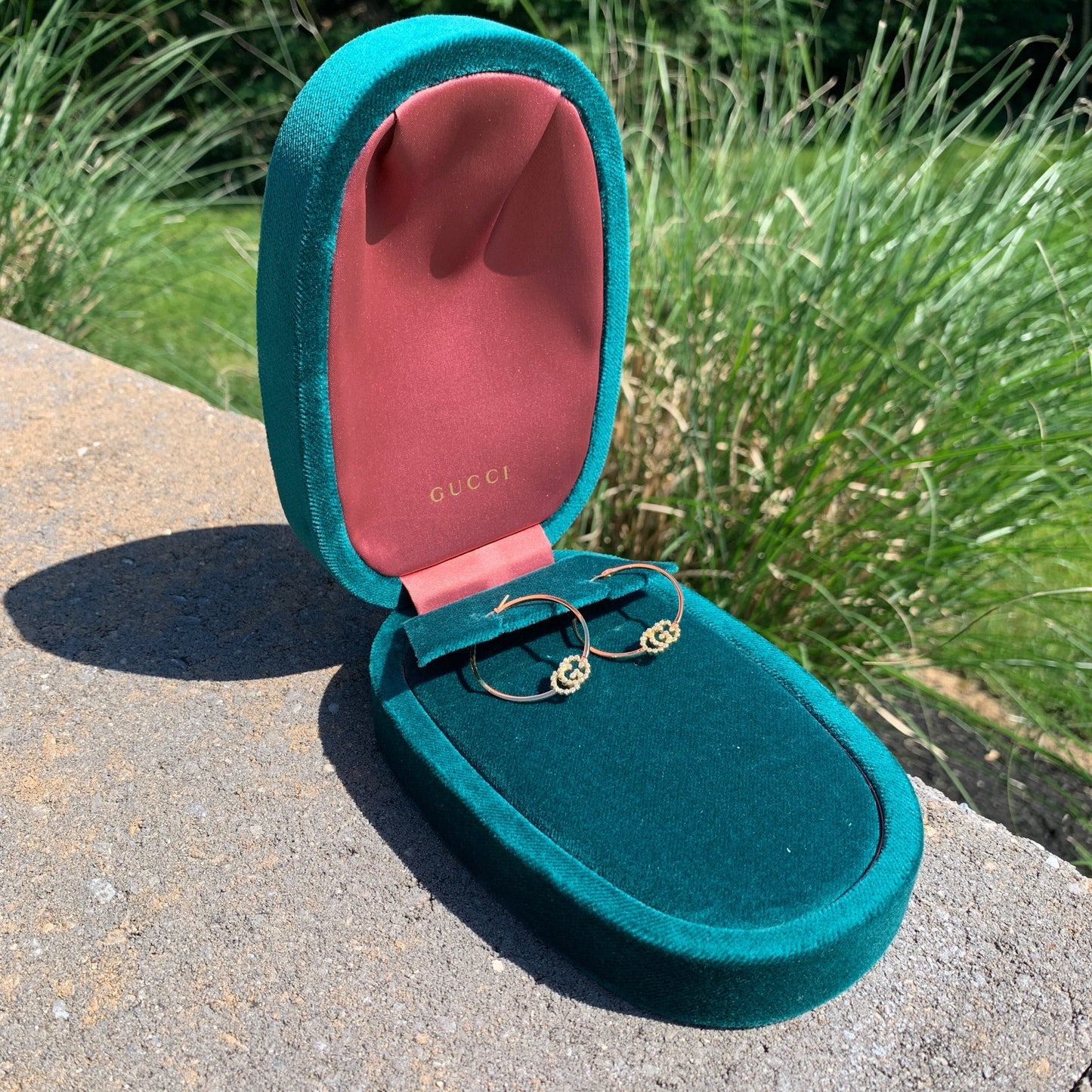 Gucci GG Running Hoop Earrings with Diamonds in Gold