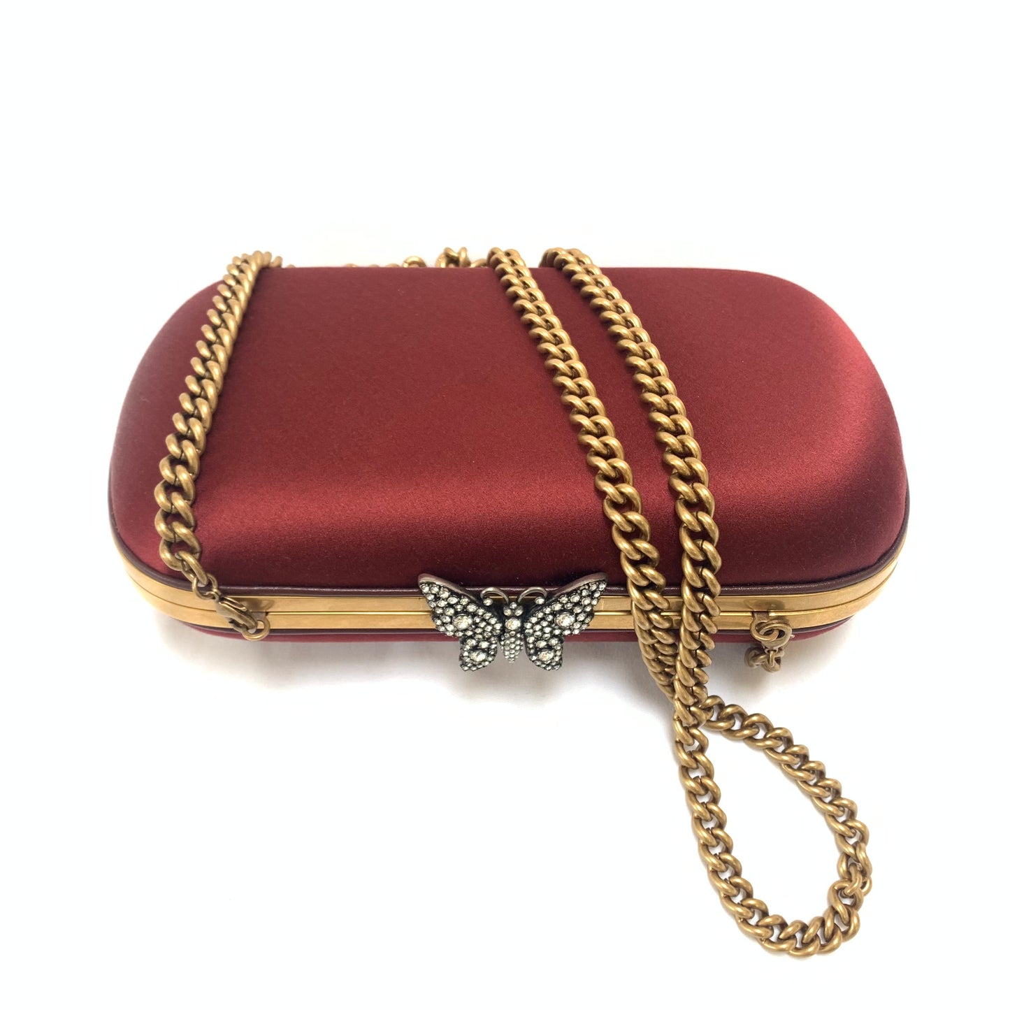 Gucci Broadway Butterfly Handbag Clutch in Burgundy