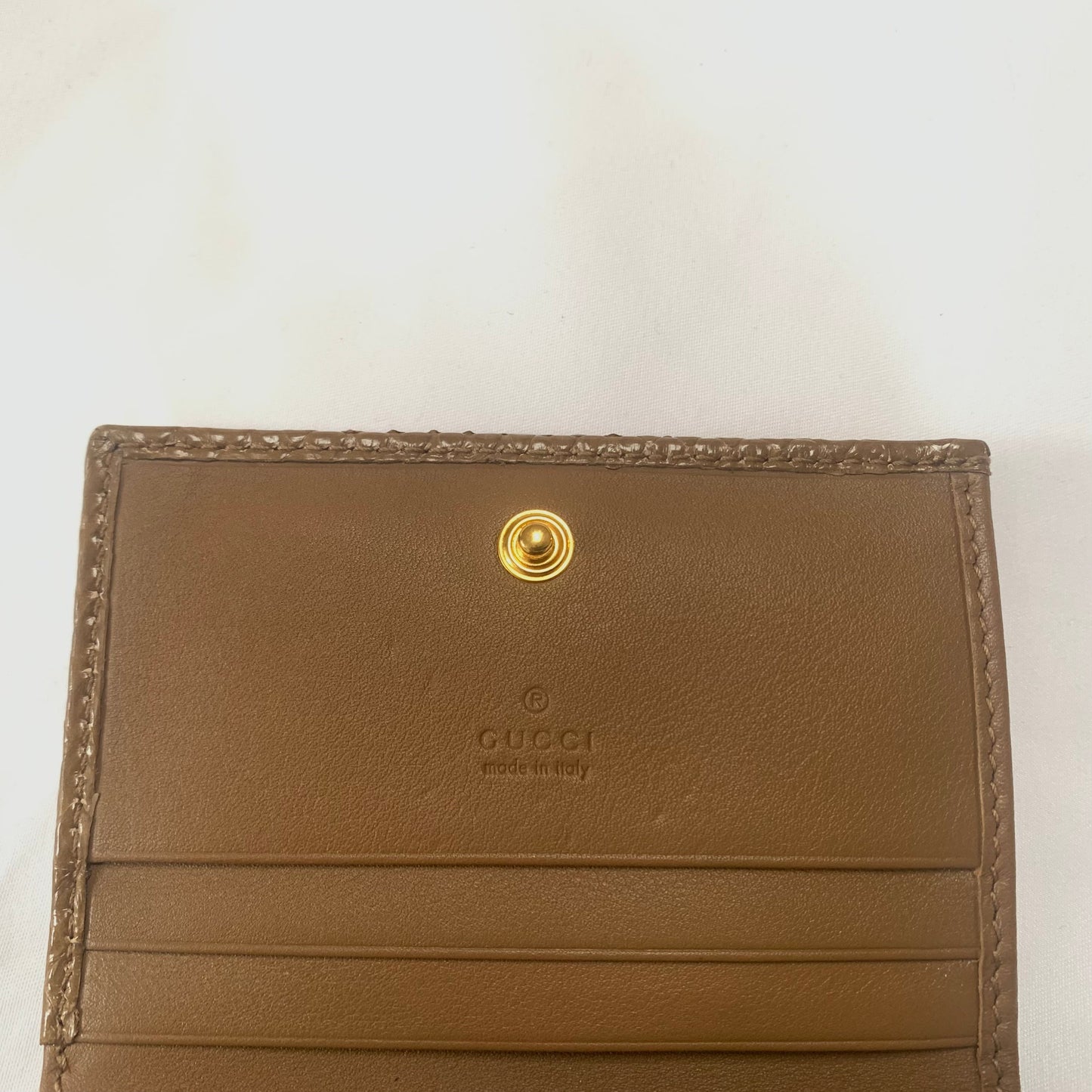 Gucci Zumi Horse-bit Snakeskin Card Case on a Chain in Brown