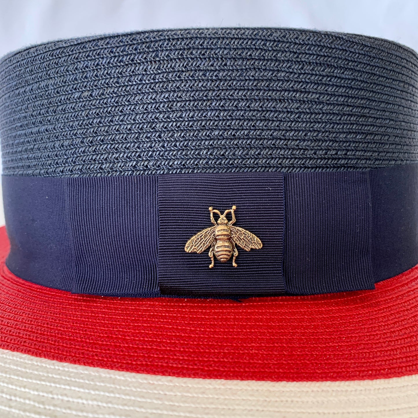 Gucci Papier Wide Brim Hat in Blue Red and White