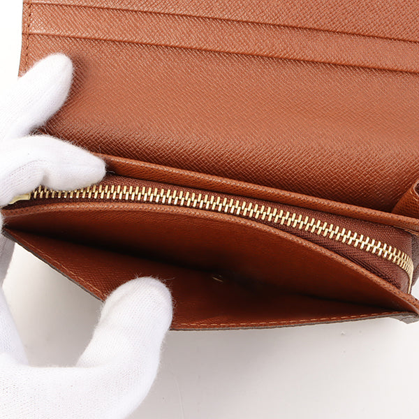 Louis Vuitton 2002 Made Canvas Monogram Porte Monnaie Billets Tresor Brown