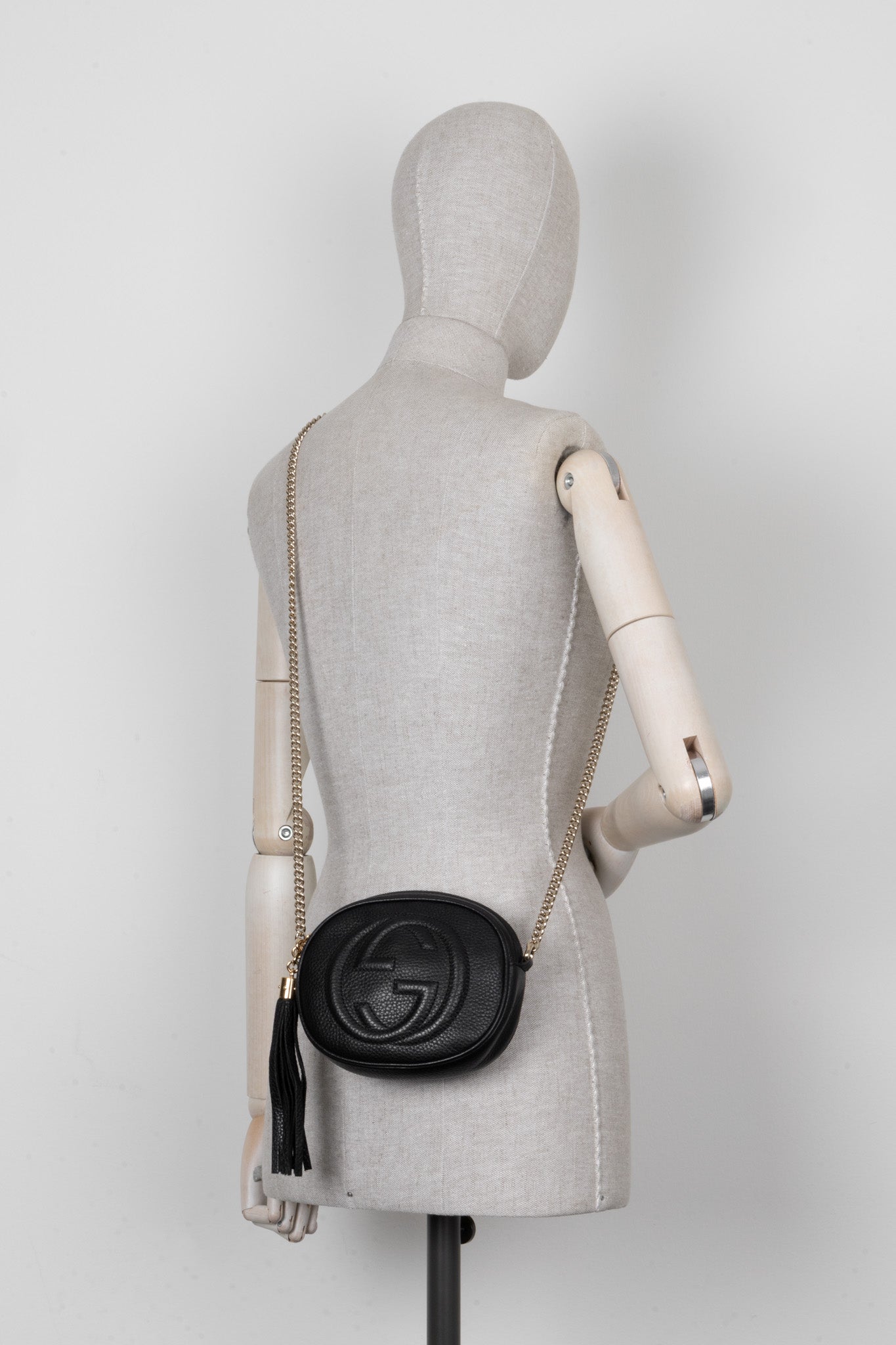 GUCCI Disco Round Tassel Crossbody Bag Black