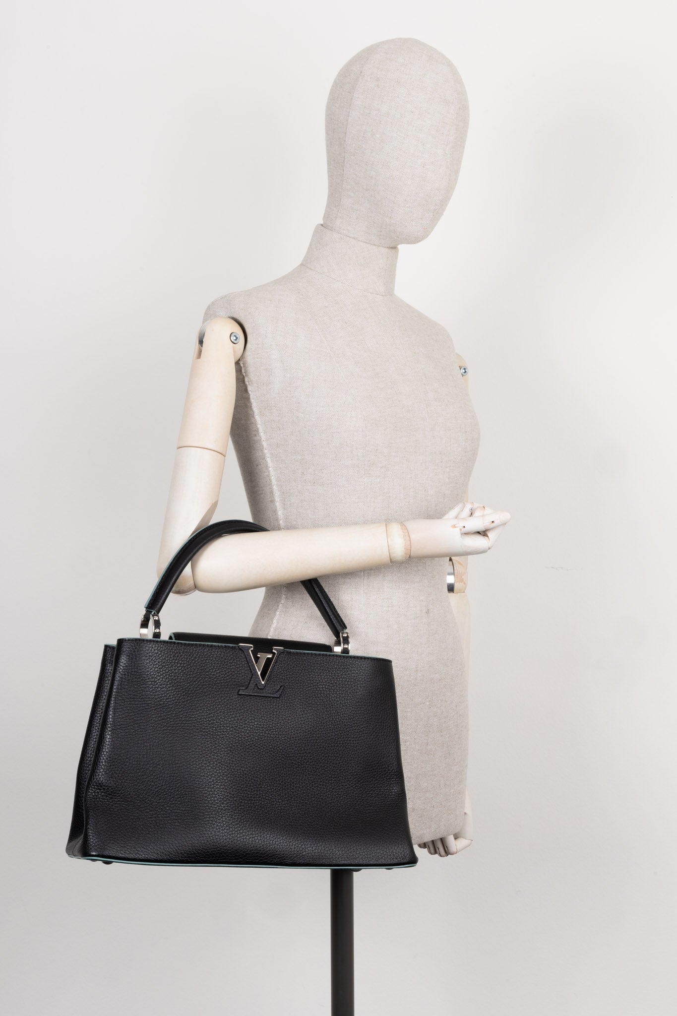 LOUIS VUITTON Capucines GM Black & Light Blue