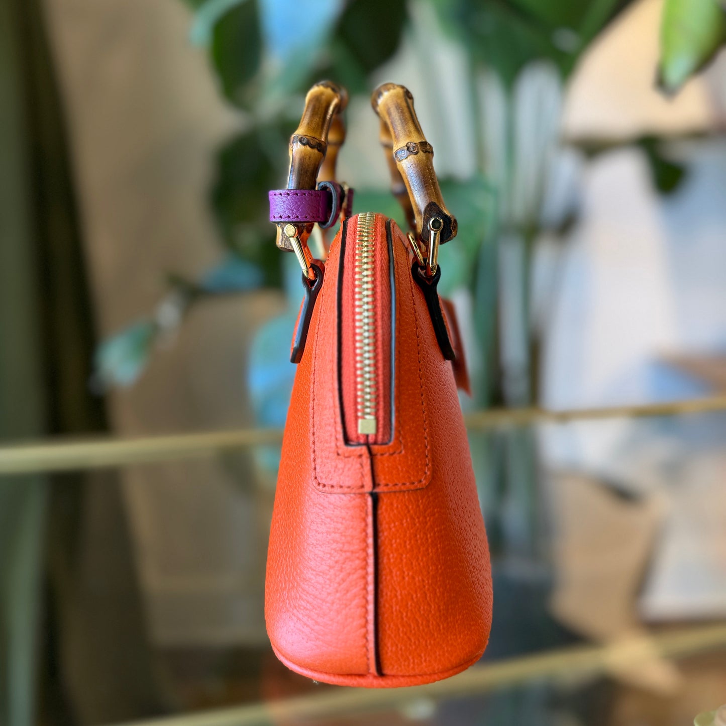 GUCCI Diana Mini Orange Leather Shoulder Bag
