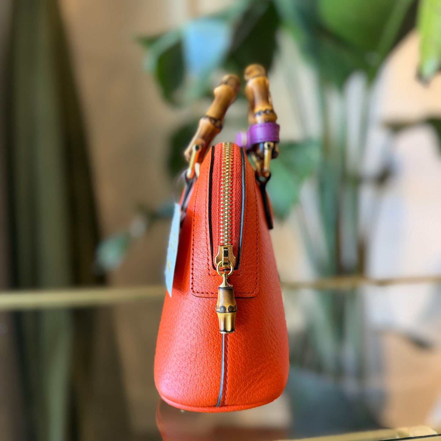 GUCCI Diana Mini Orange Leather Shoulder Bag