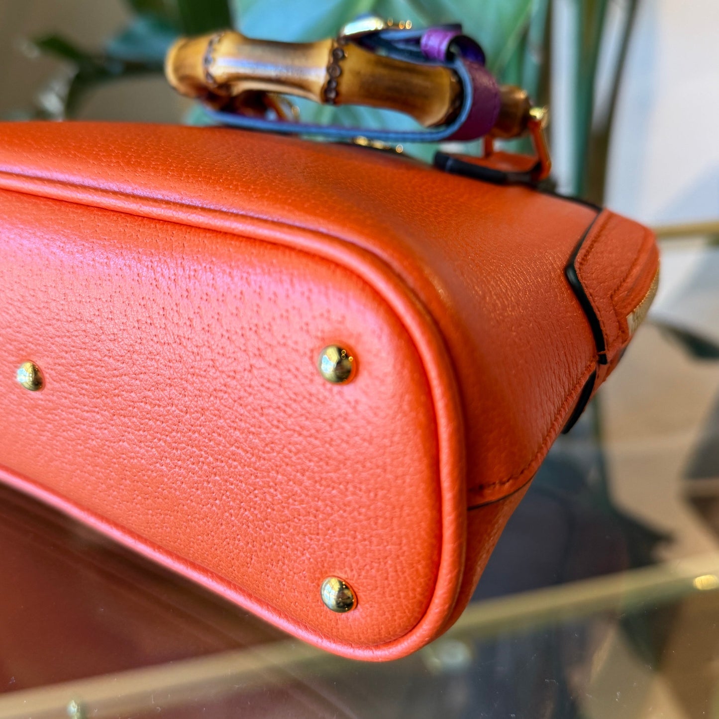 GUCCI Diana Mini Orange Leather Shoulder Bag
