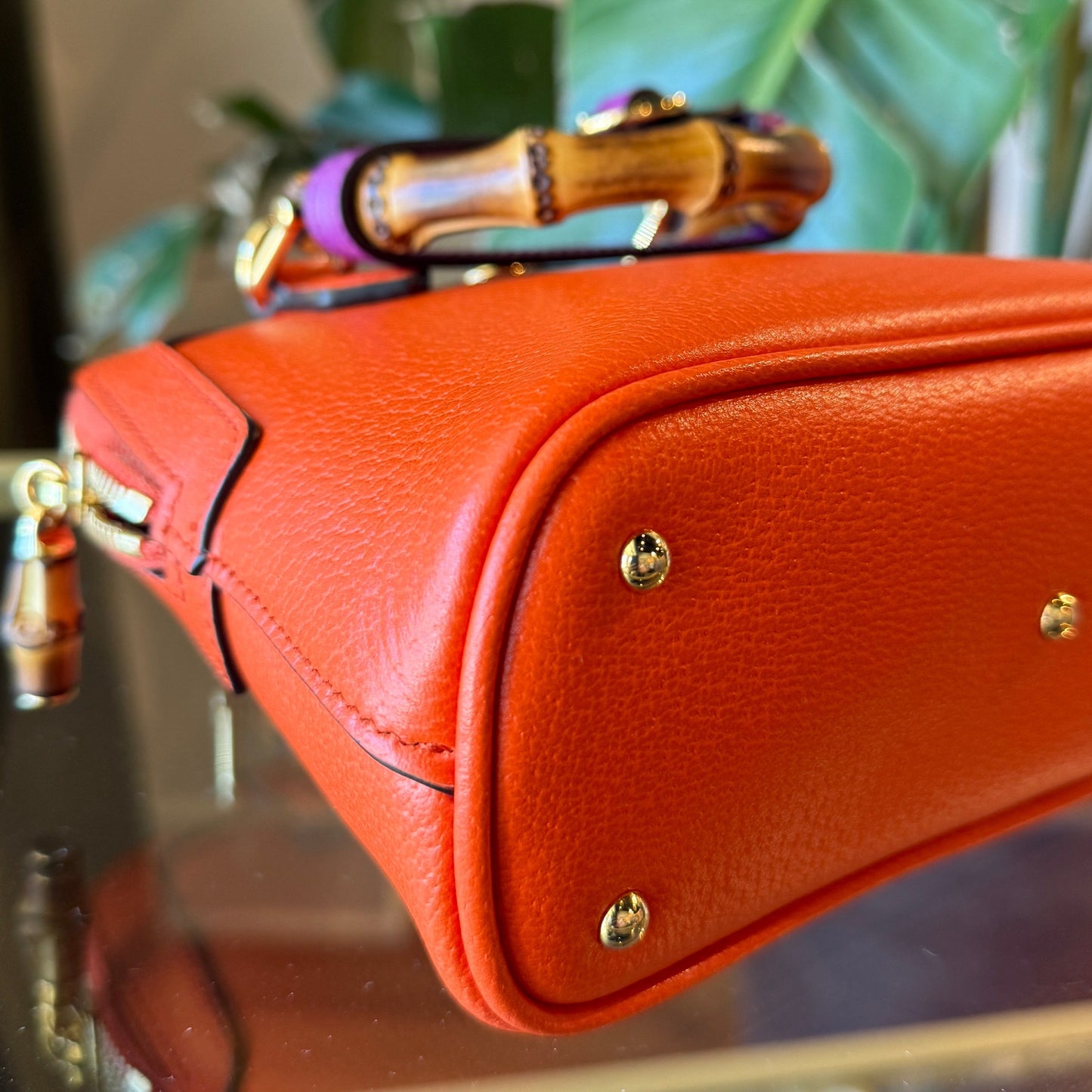 GUCCI Diana Mini Orange Leather Shoulder Bag