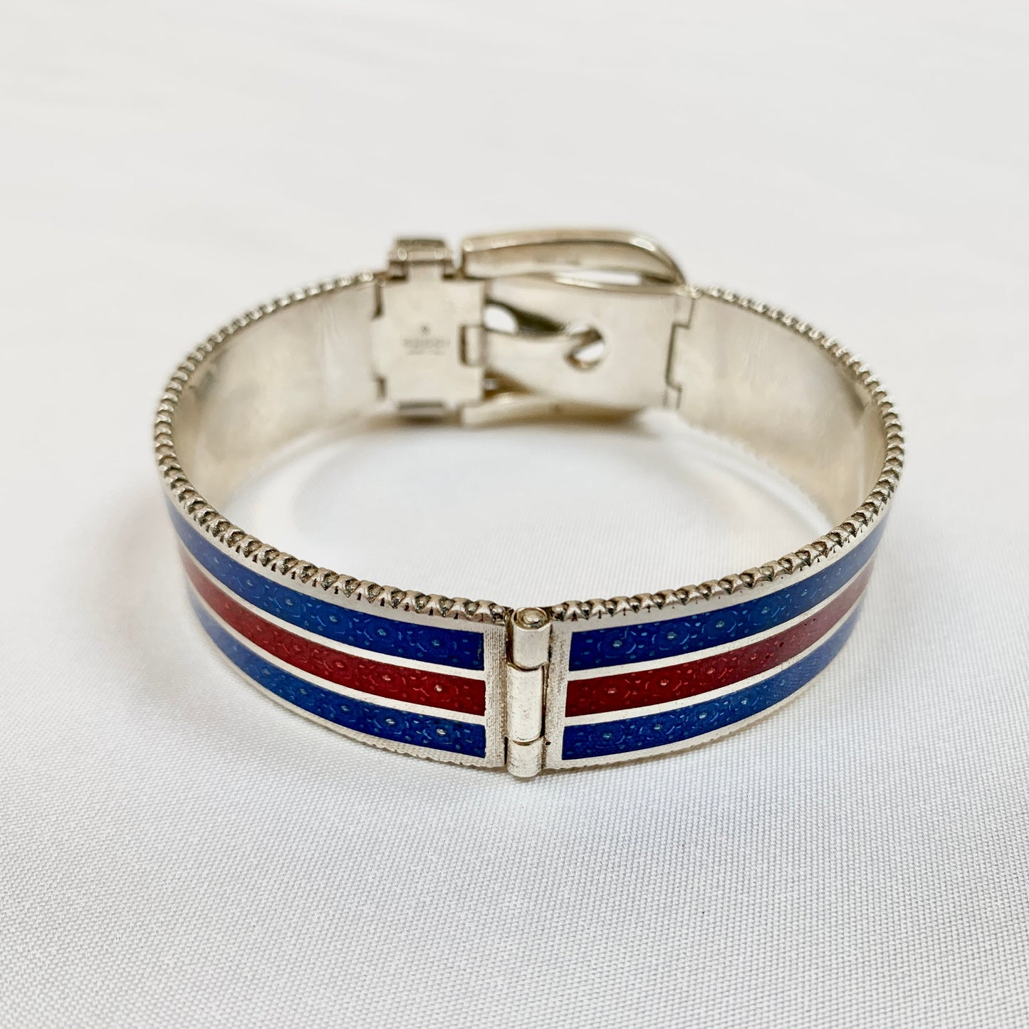 Gucci Garden Metal Striped Buckle Bracelet in Sterling Silver