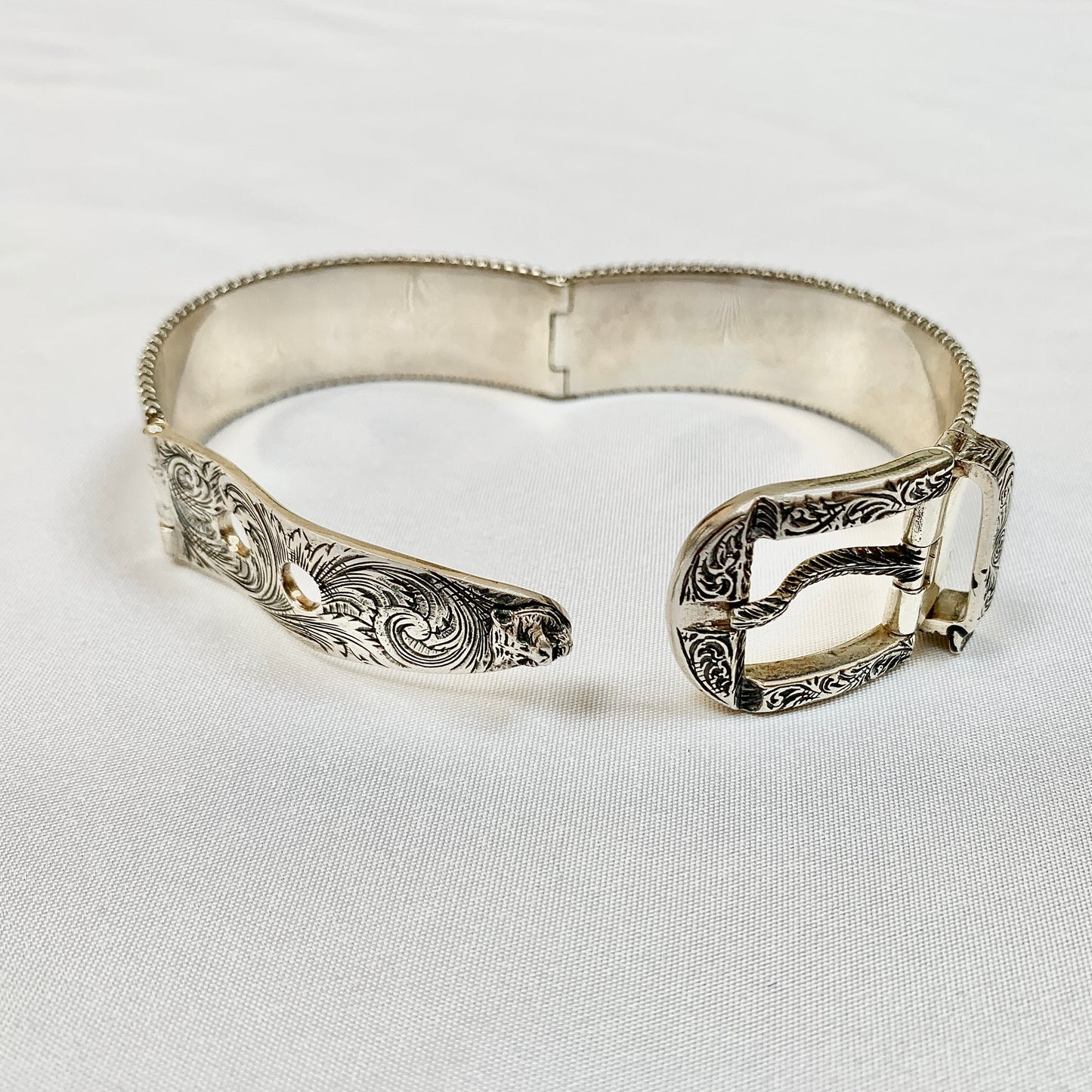 Gucci Garden Metal Striped Buckle Bracelet in Sterling Silver