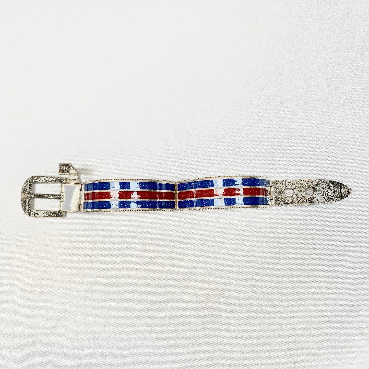 Gucci Garden Metal Striped Buckle Bracelet in Sterling Silver