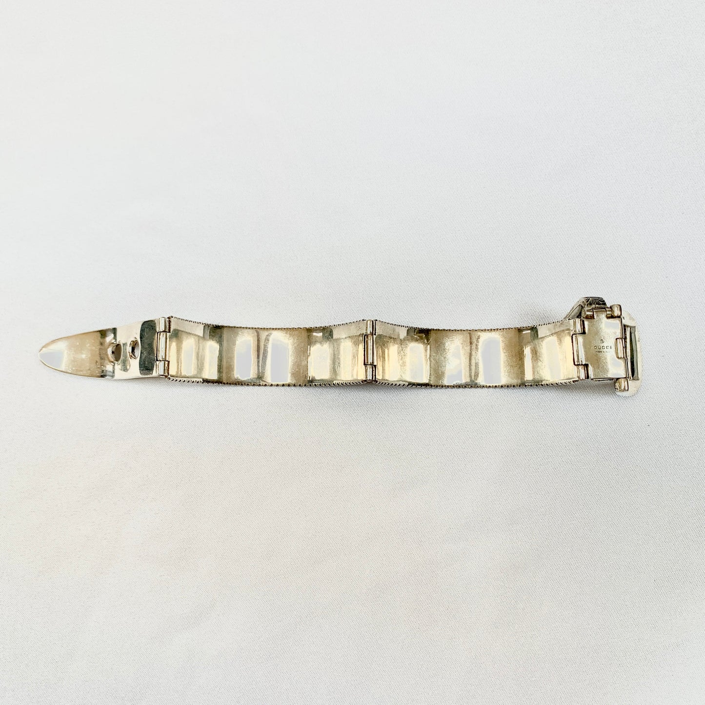 Gucci Garden Metal Striped Buckle Bracelet in Sterling Silver