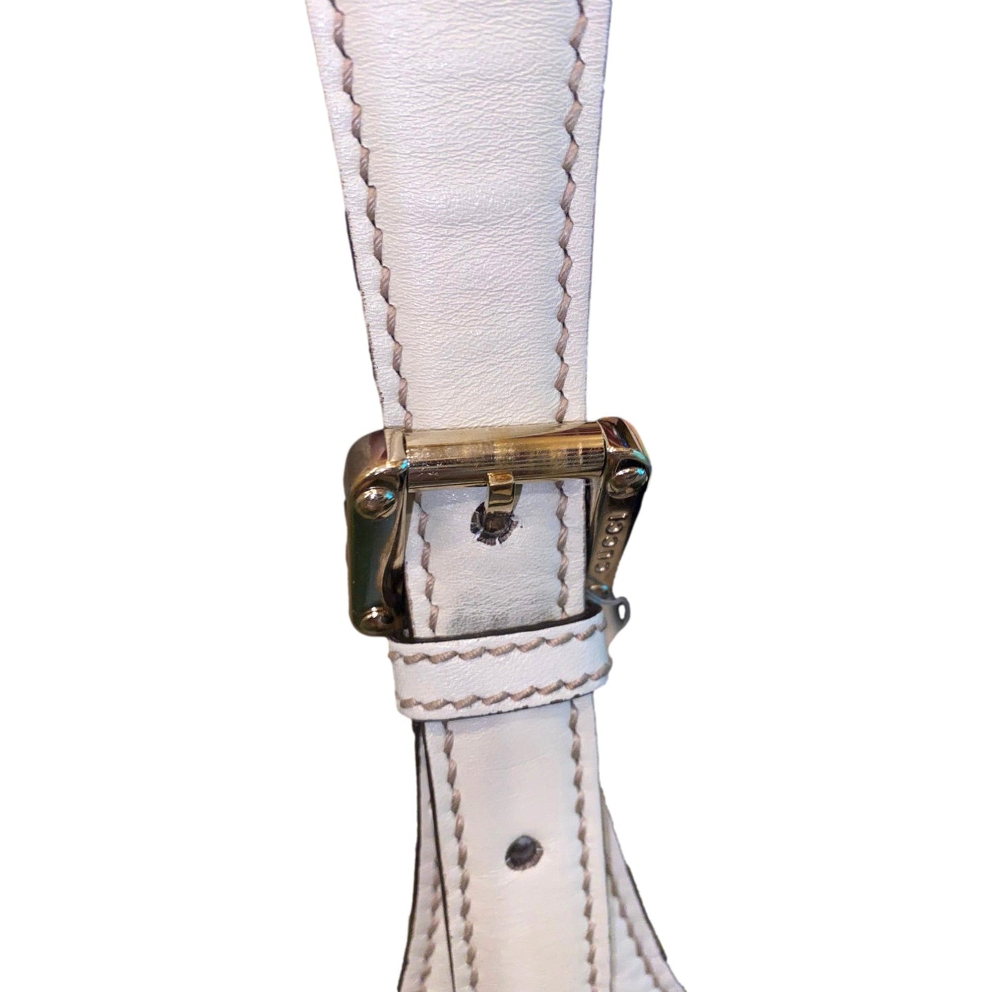 Gucci Guccissima Punch Hobo Handbag Logo White Leather