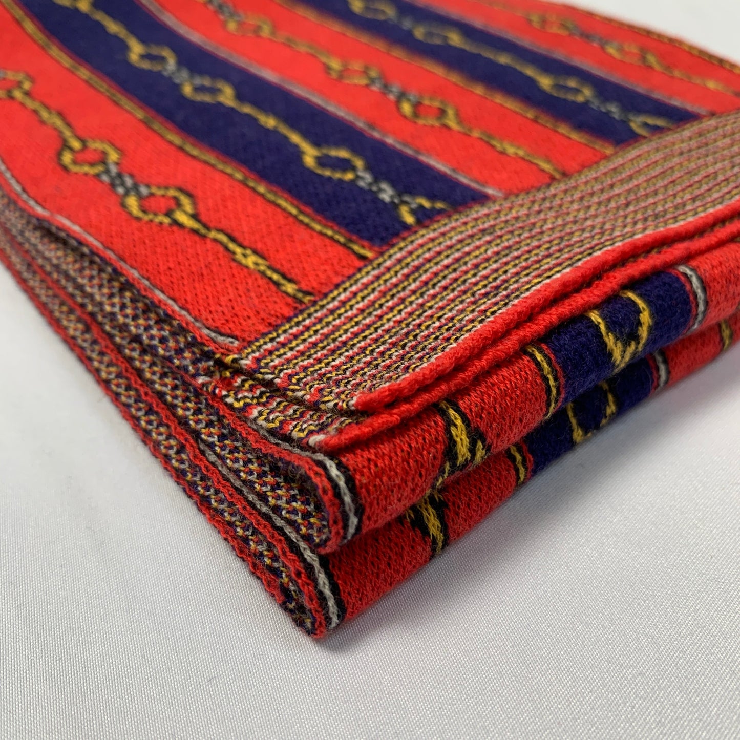Gucci Cotton Cashmere Horse-bit Chain Scarf in Navy and Red