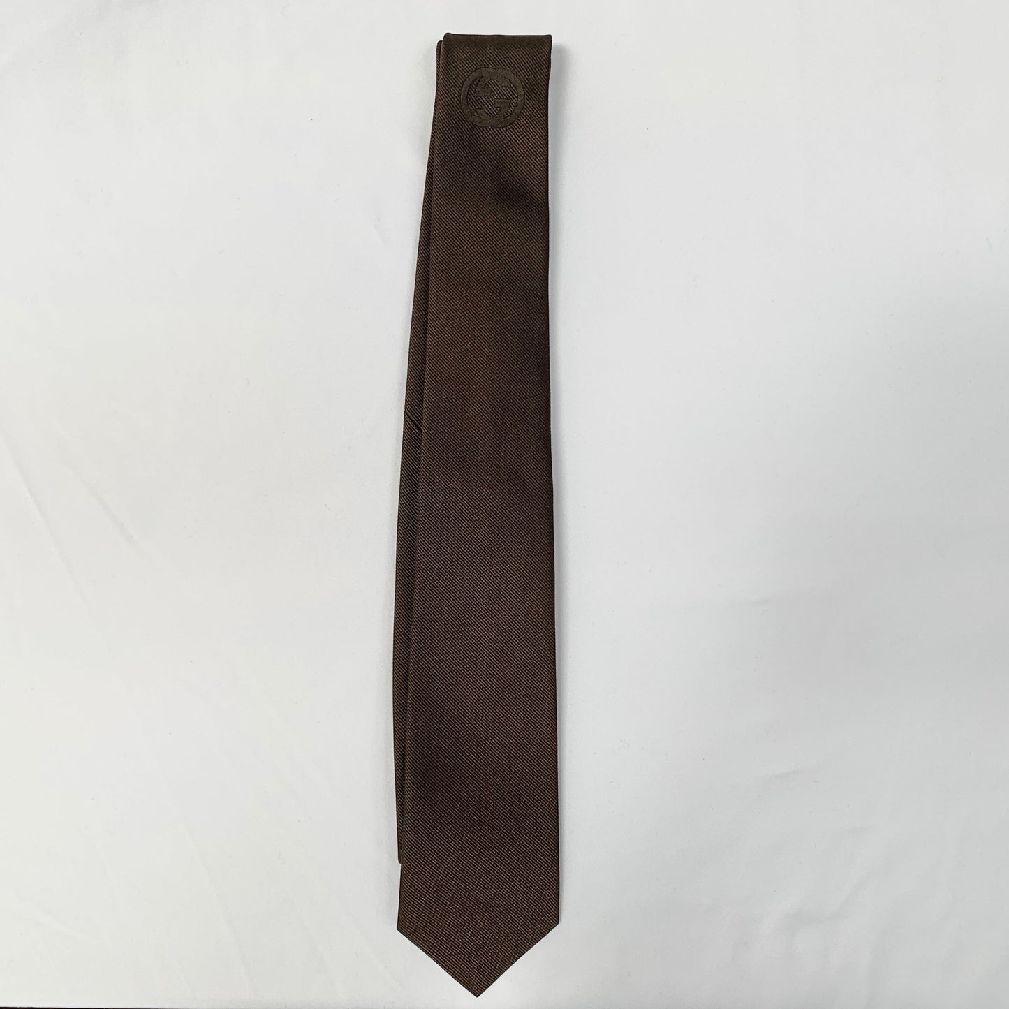 Gucci Interlocking GG Logo Neck Tie in Coffee Brown