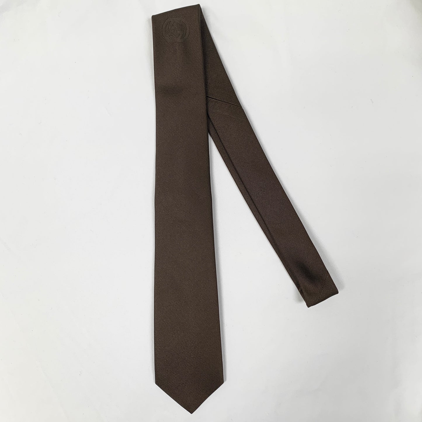 Gucci Interlocking GG Logo Neck Tie in Coffee Brown