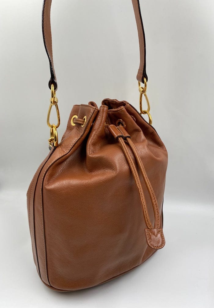 Gucci Tan Bucket Bag w Bamboo Handles