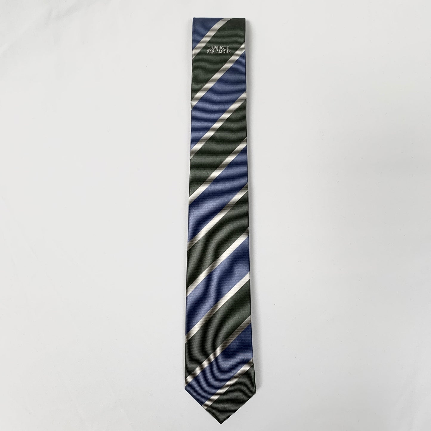 Gucci Amoure Striped Neck Tie in Green and Blue