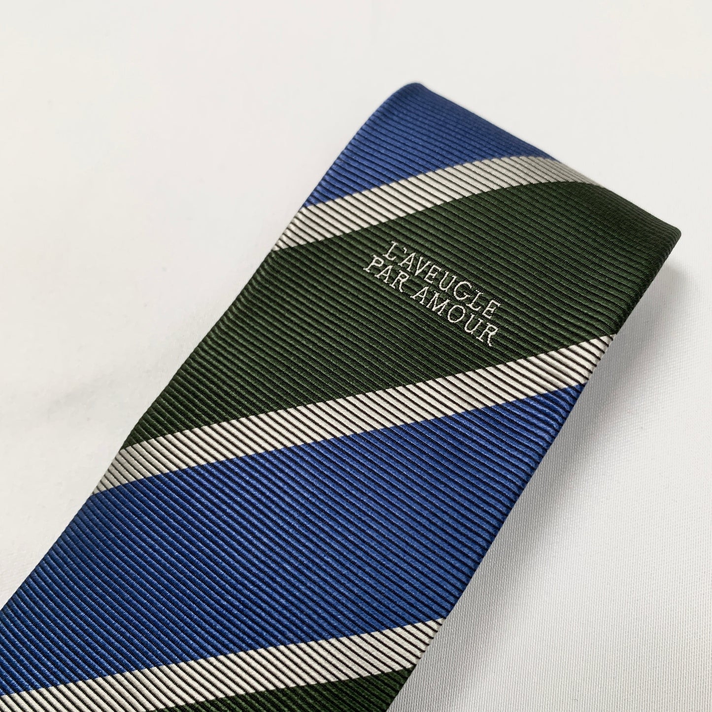 Gucci Amoure Striped Neck Tie in Green and Blue