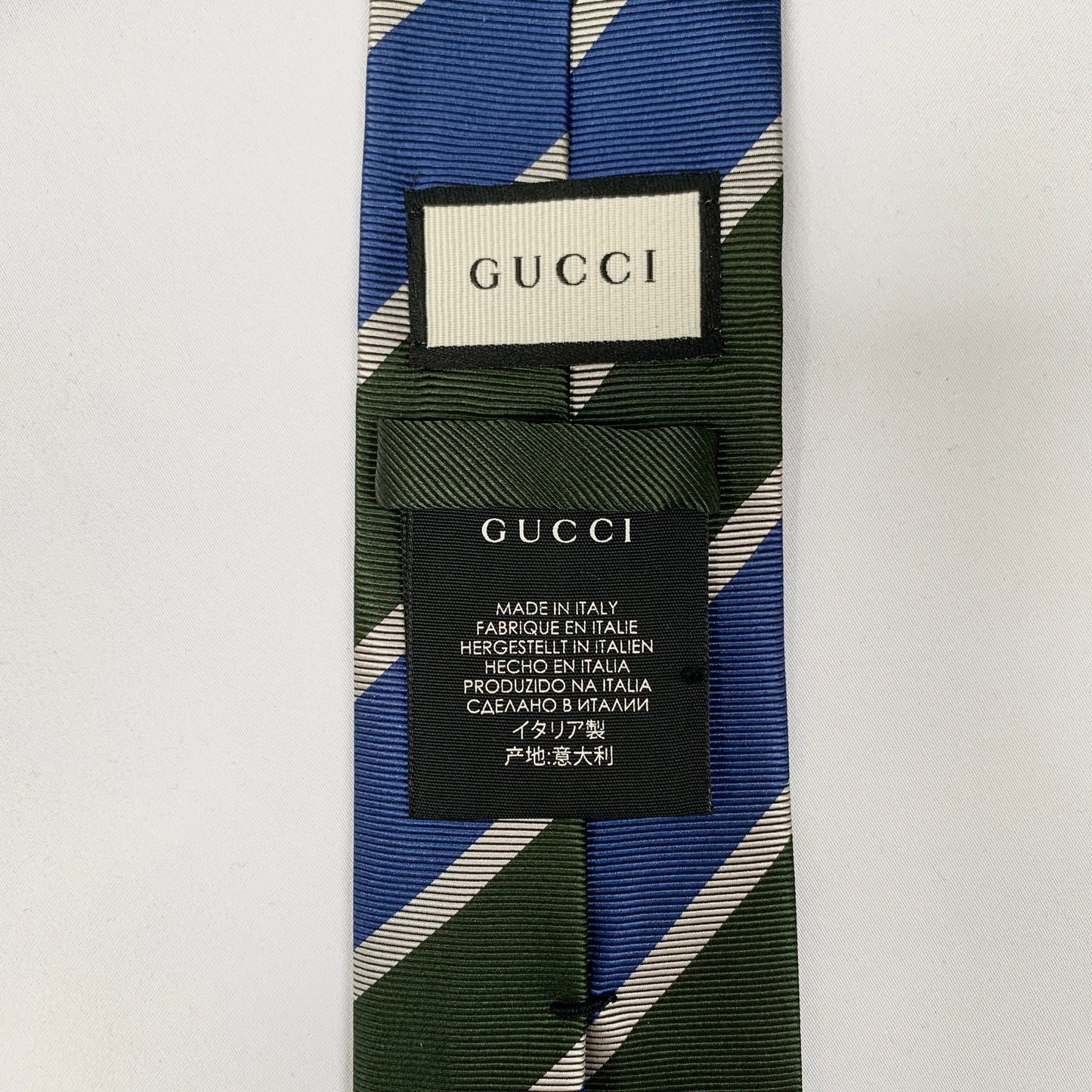 Gucci Amoure Striped Neck Tie in Green and Blue