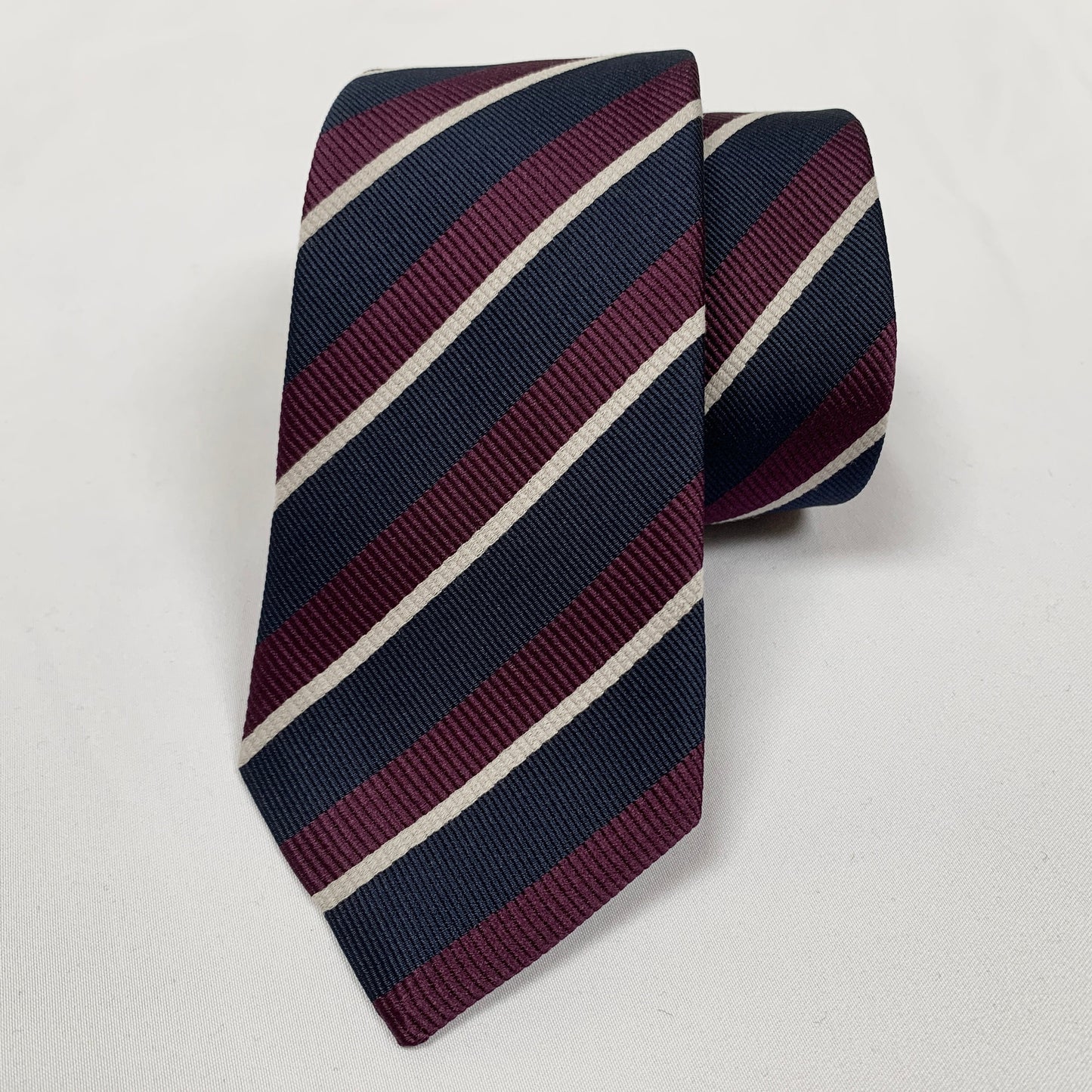 Gucci Striped Pimentone Neck Tie in Midnight Blue and Purple