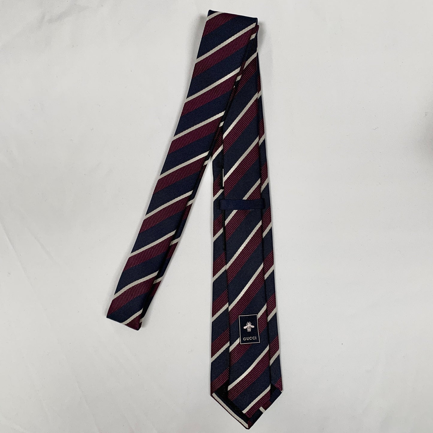 Gucci Striped Pimentone Neck Tie in Midnight Blue and Purple