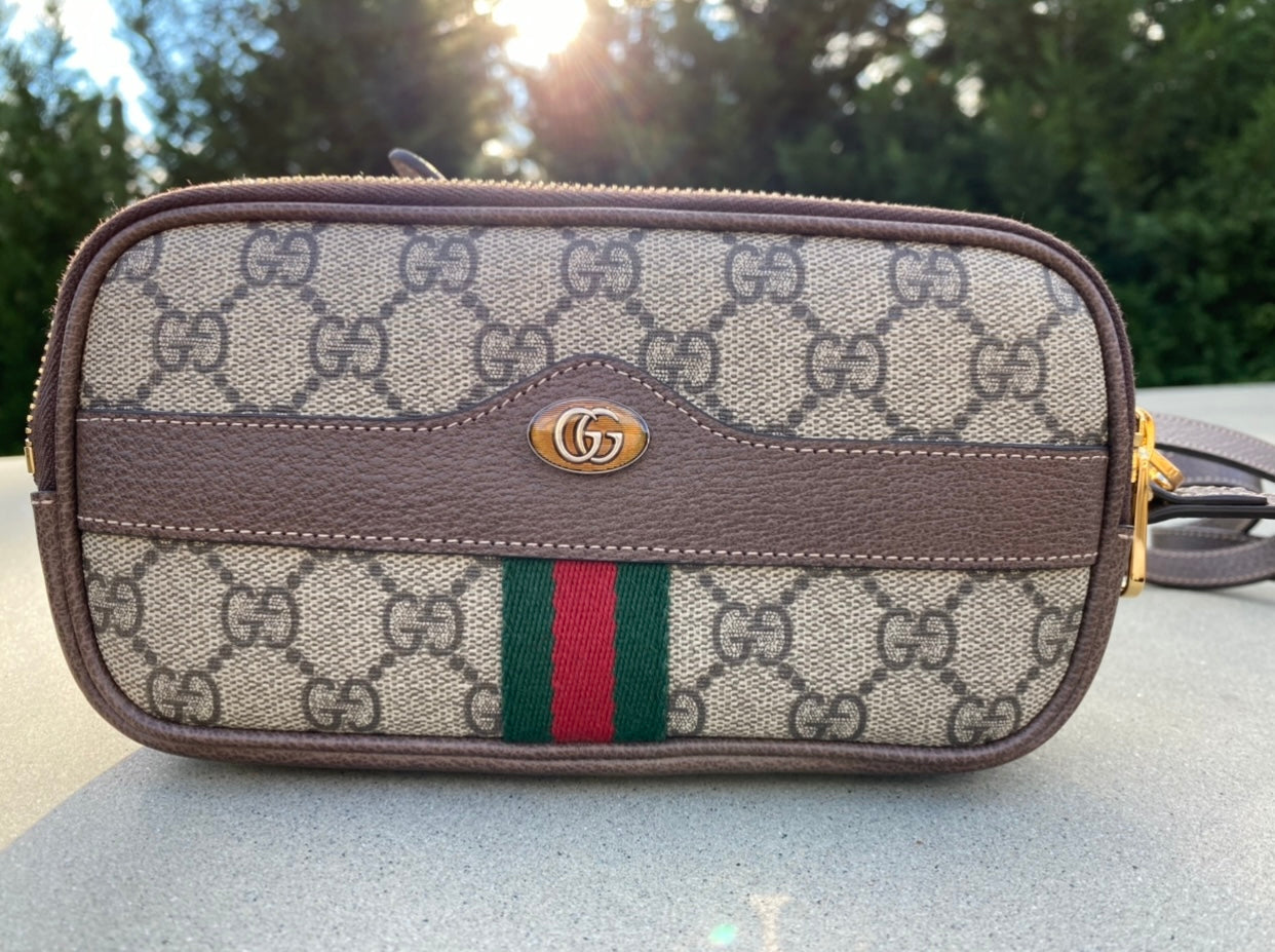 Gucci Ophidia Interlocking GG Canvas with Webbing Shoulder Bag