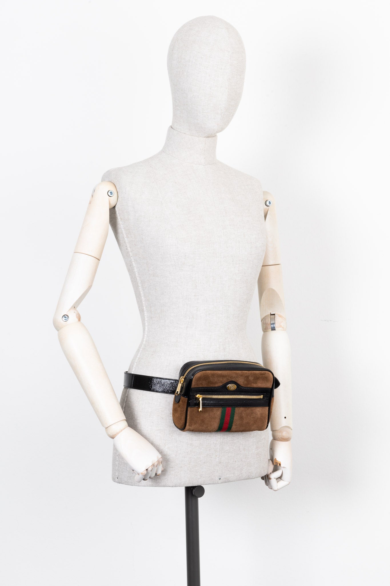 GUCCI Ophidia Belt Bag Suede Brown