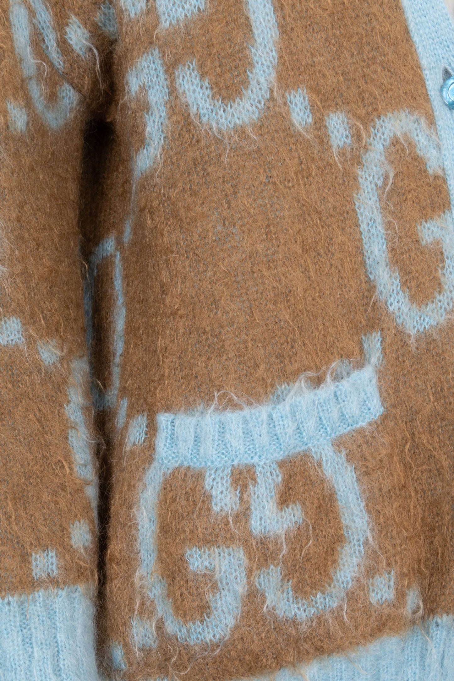 GUCCI Reversible Knit Cardigan Blue Beige