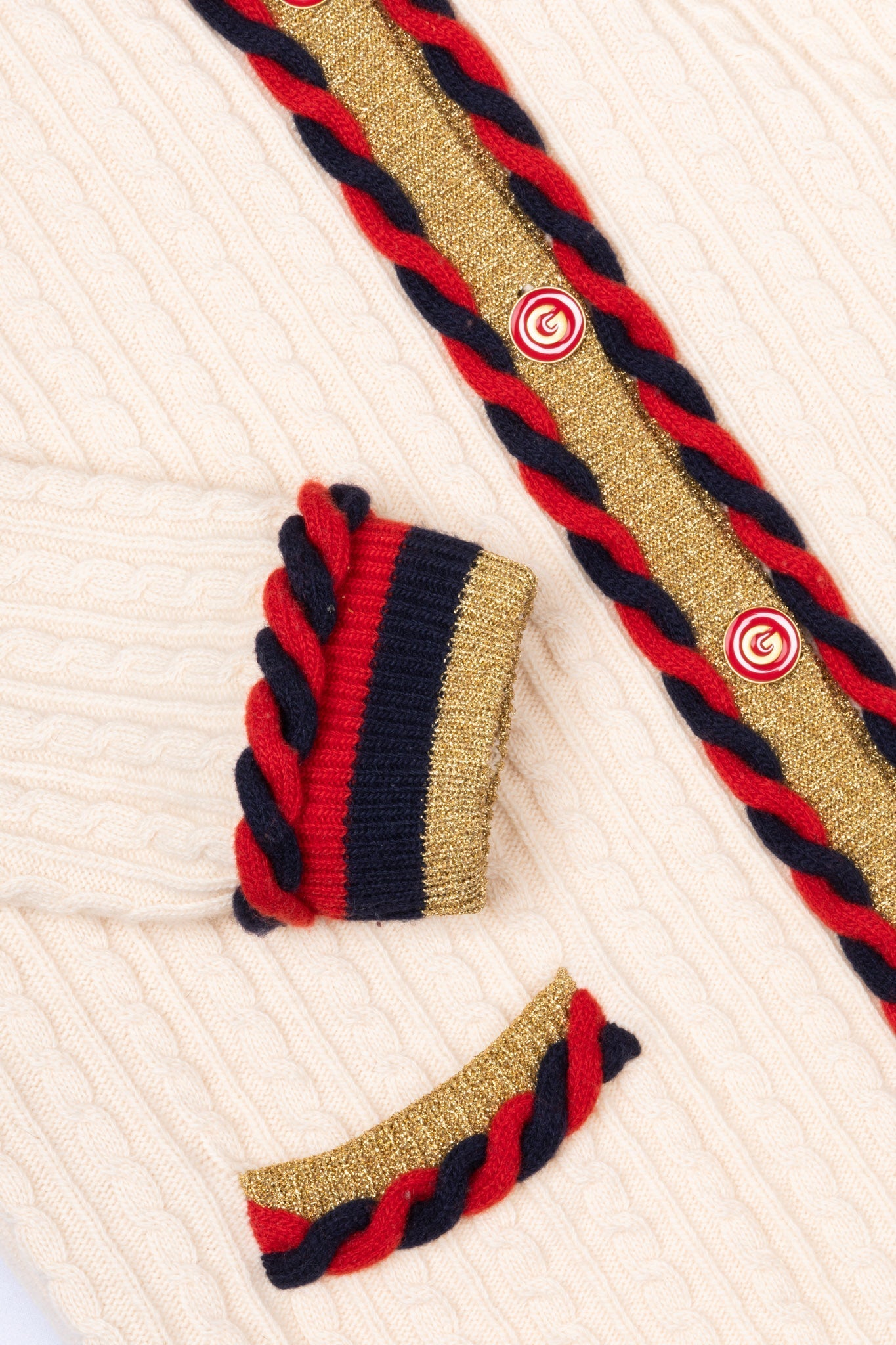 GUCCI Braided Knit Cardigan Beige
