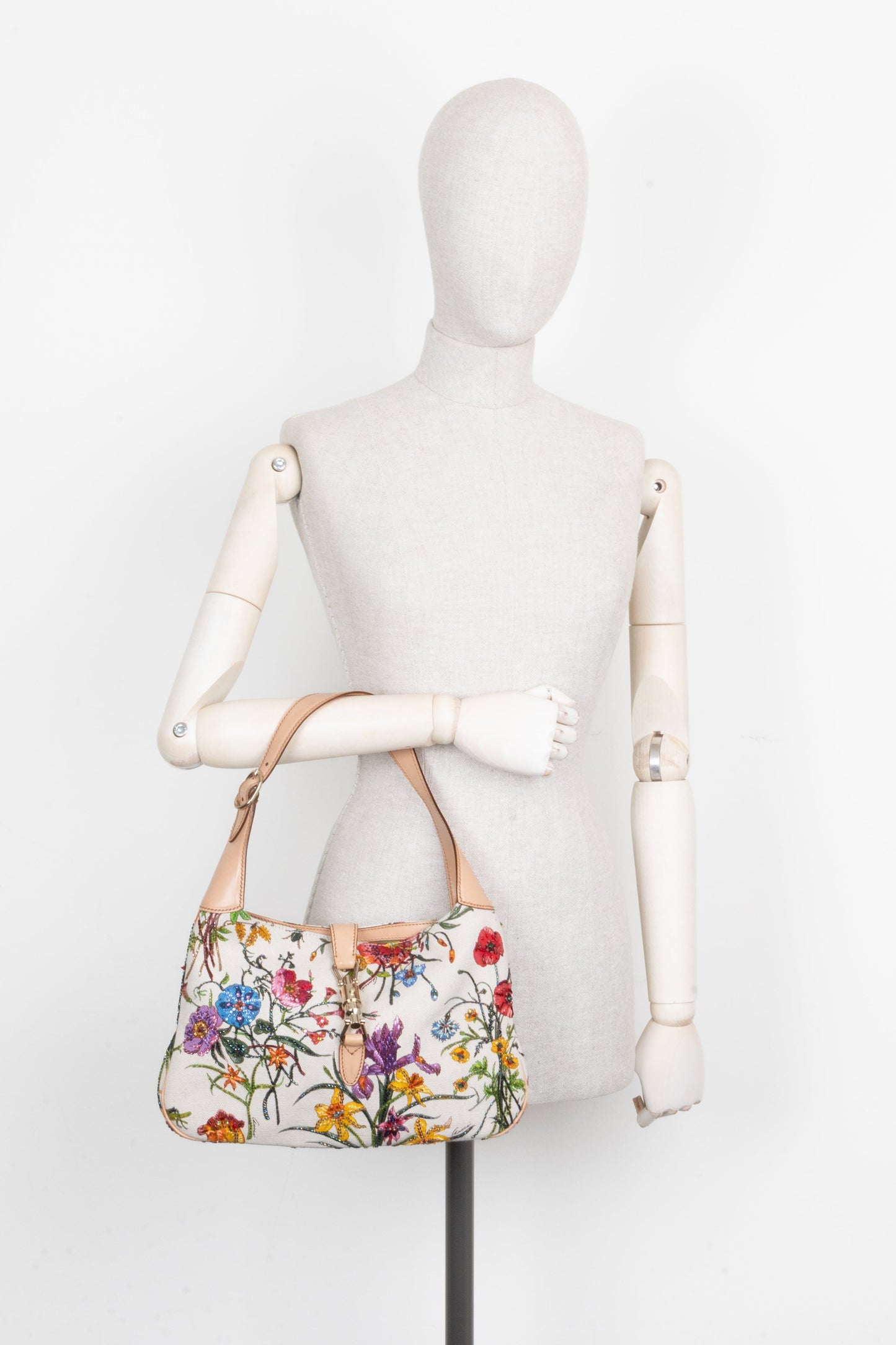 GUCCI Beaded Flora Jackie Canvas