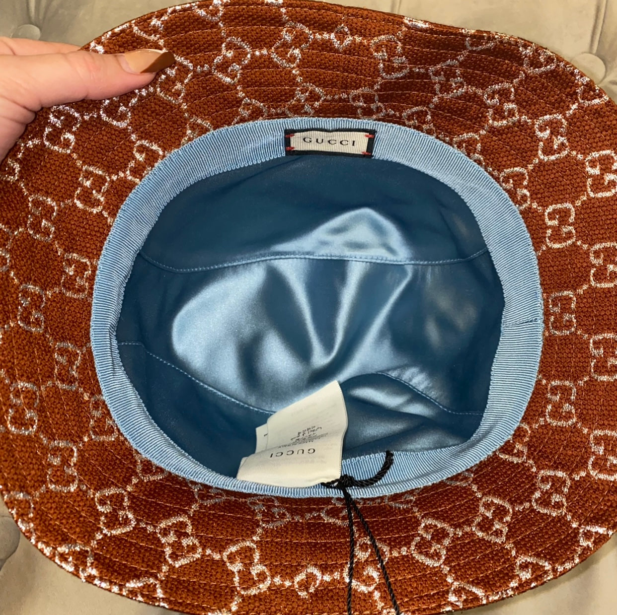 Gucci GG Lamé Bucket Hat in Brown