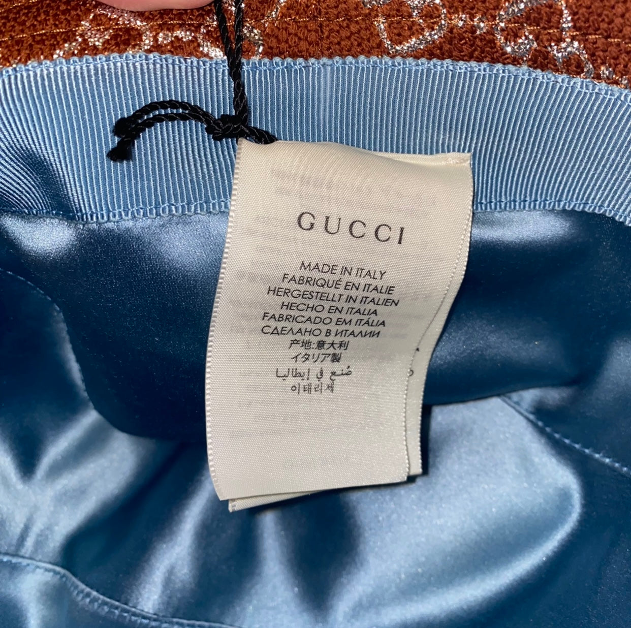 Gucci GG Lamé Bucket Hat in Brown