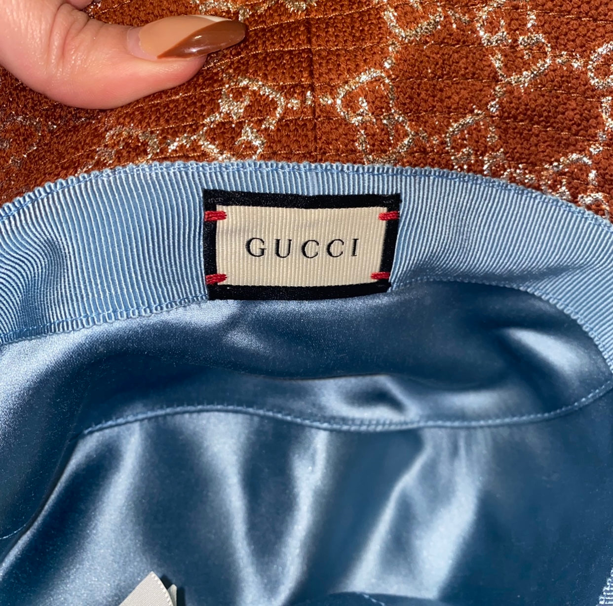 Gucci GG Lamé Bucket Hat in Brown