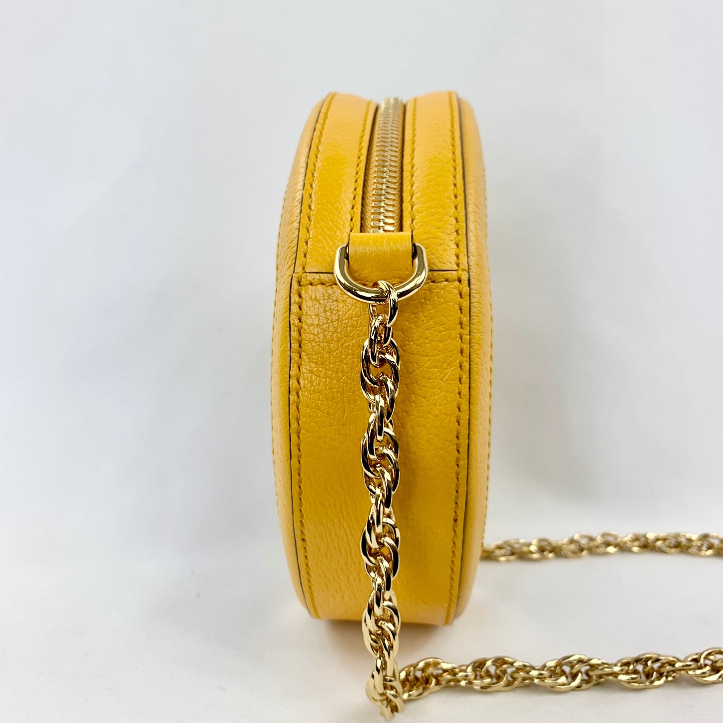 Gucci Mini Ophidia GG Flora Round Shoulder Bag in Yellow