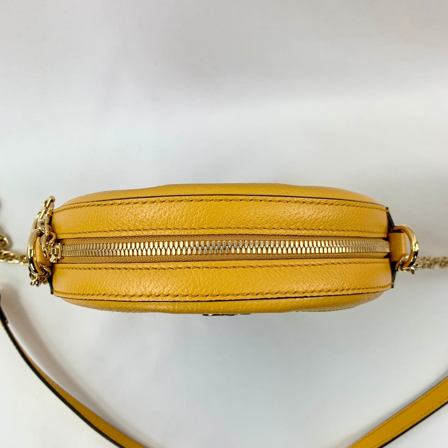 Gucci Mini Ophidia GG Flora Round Shoulder Bag in Yellow