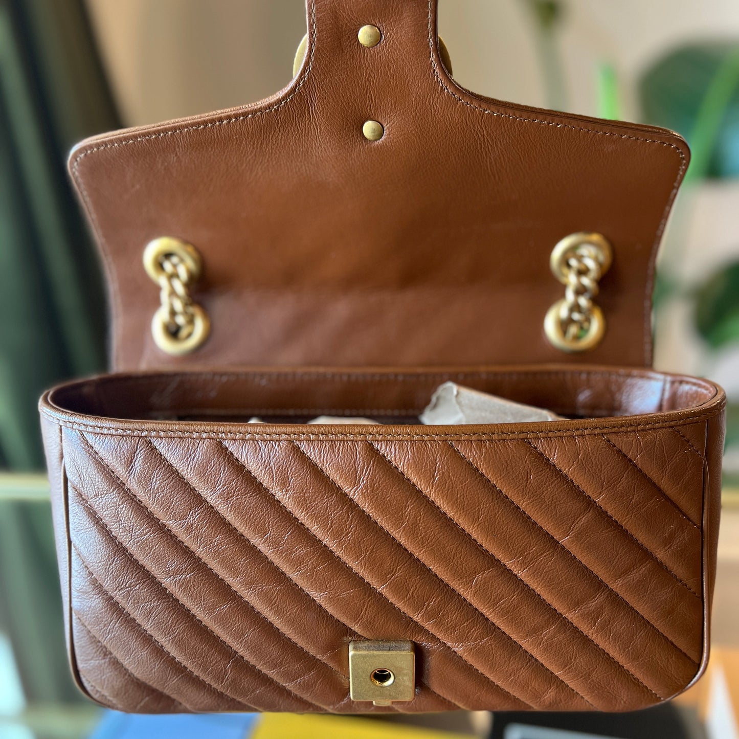 GUCCI Azalea Calfskin Matelasse Diagonal GG Marmont
