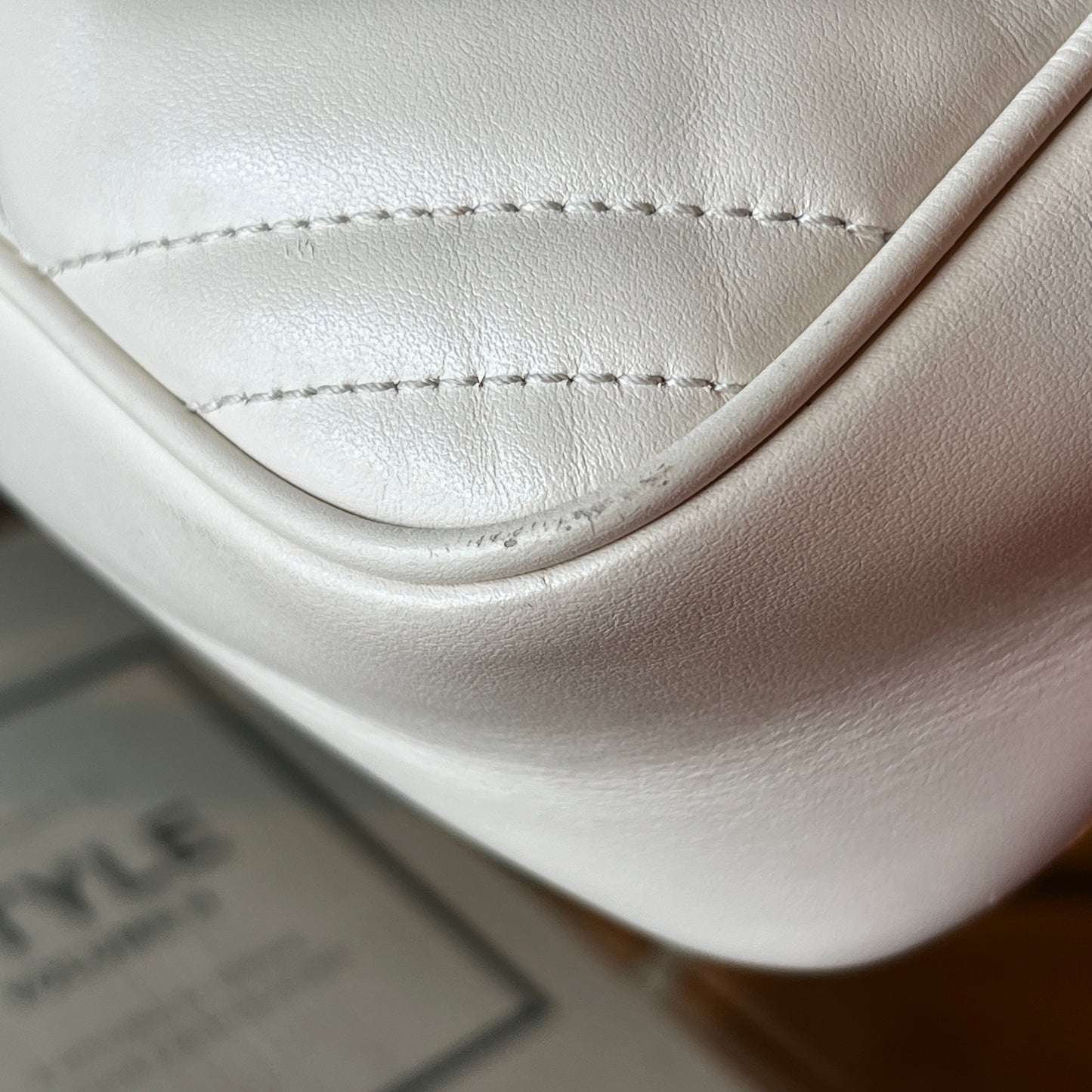 GUCCI GG Marmont White Leather Small Shoulder Bag